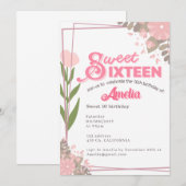 Zachte roze tulp bloemenzoet 16 Uitnodiging (Voorkant / Achterkant)