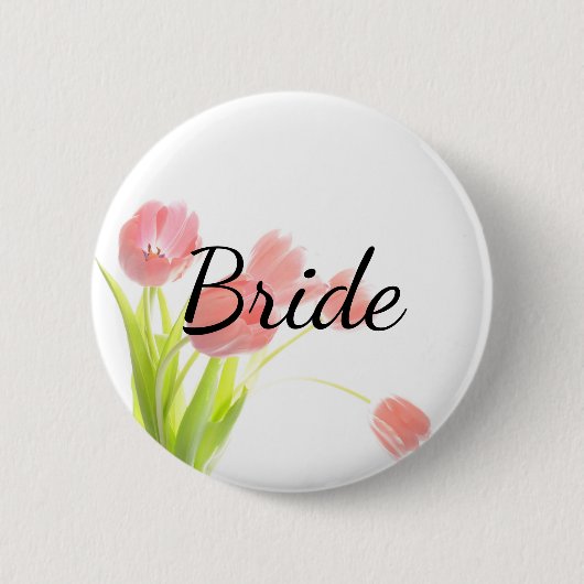Zachte Roze Tulp Bruid Ronde Button 5,7 Cm (Voorkant)