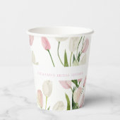Zachte Roze Tulp Bruidsdouche Papieren Bekers (Achterkant)