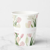 Zachte Roze Tulp Bruidsdouche Papieren Bekers (Rechts)