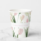 Zachte Roze Tulp Bruidsdouche Papieren Bekers (Voorkant)
