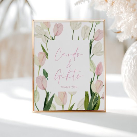 Zachte Roze Tulp Bruidsfeest Kaarten en Cadeaus Poster