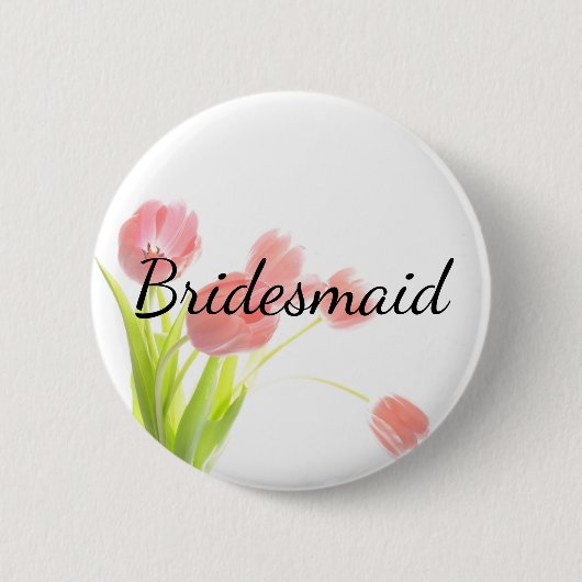 Zachte Roze Tulp Bruidsmeisje Ronde Button 5,7 Cm (Voorkant)