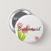 Zachte Roze Tulp Bruidsmeisje Ronde Button 5,7 Cm (Voorkant /achterkant)