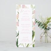 Zachte Roze Tulp Bruidsmeisjesfeest Menu (Staand voorkant)