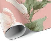 Zachte Roze Tulp Witte Bloemmotief Cadeaupapier (Rol Hoek)