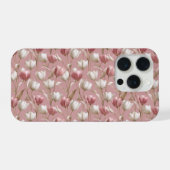 Zachte Roze Tulp Witte Bloemmotief iPhone Hoesje (Achterkant horizontaal)