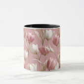 Zachte Roze Tulp Witte Bloemmotief Mok (Midden)