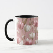 Zachte Roze Tulp Witte Bloemmotief Mok (Links)
