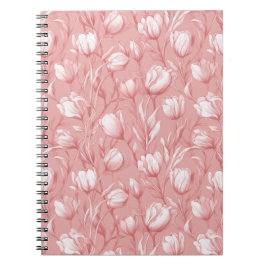 Zachte Roze Tulp Witte Bloemmotief Notitieboek