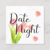 Zachte roze tulpen Date Night Kaart Vierkante Visitekaartje (Voorkant)