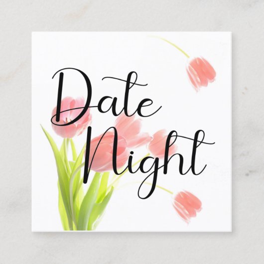 Zachte roze tulpen Date Night Kaart Vierkante Visitekaartje (Voorkant)