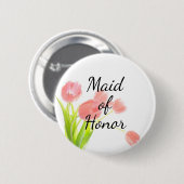 Zachte Roze Tulpen Made of Honor Ronde Button 5,7 Cm (Voorkant /achterkant)