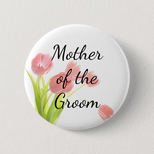 Zachte Roze Tulpen Moeder van de Bruidegom Ronde Button 5,7 Cm (Voorkant)