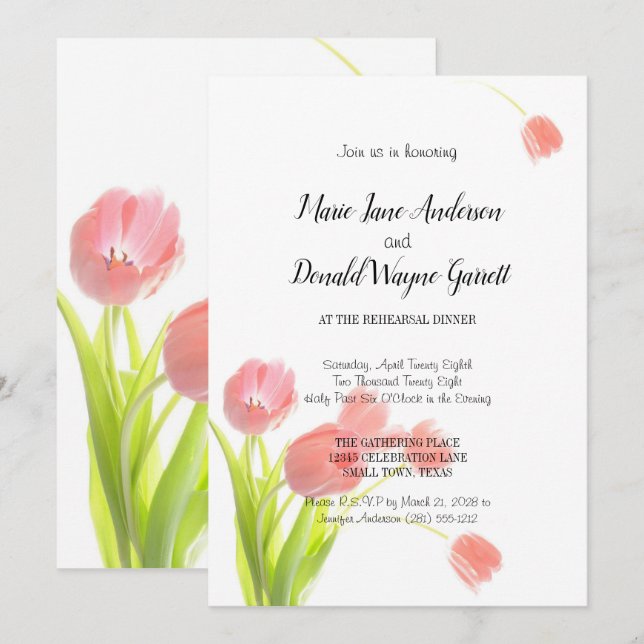 Zachte Roze Tulpen Oefenavondmaal (Voorkant / Achterkant)