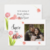 Zachte Roze Tulpen Save The Date (Voorkant / Achterkant)