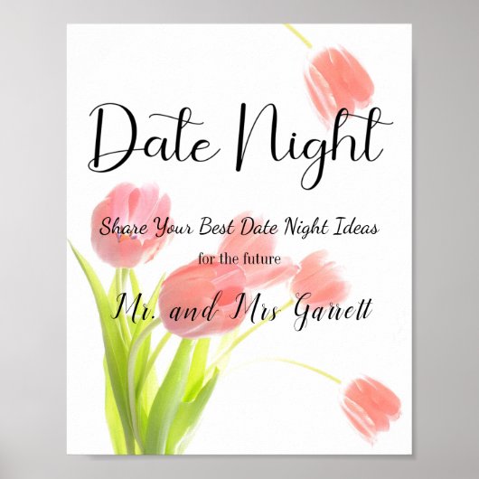 Zachte Roze Tulpens Couple Date Night Bord Poster (Voorkant)
