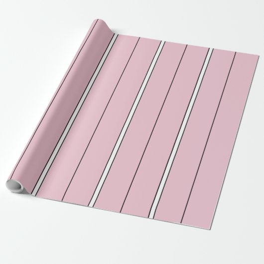 Zachte Roze Verticale Streeppatroon Minimalistisch Cadeaupapier (Uitgerold)