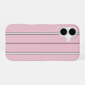 Zachte Roze Verticale Streeppatroon Minimalistisch iPhone 16 Hoesje (Achterkant horizontaal)