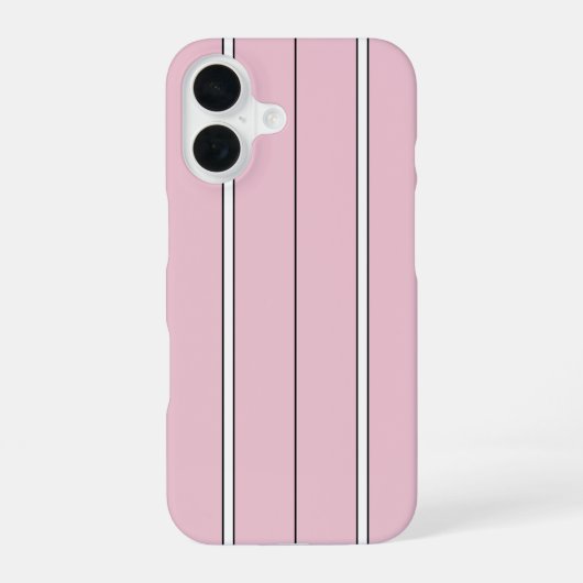 Zachte Roze Verticale Streeppatroon Minimalistisch iPhone 16 Hoesje (Achterkant)