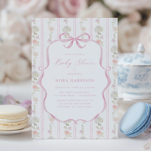 Zachte Roze Vintage Bloemen Baby Shower Kaart