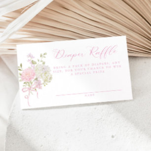 Zachte Roze Vintage Bloemendesign Luierraffle Informatiekaartje