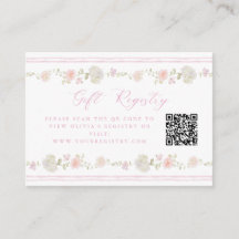 Zachte Roze Vintage Bloemige Cadeau Registratie QR