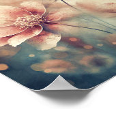 Zachte roze vintage bloemkunst poster (Hoek)