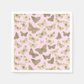 Zachte Roze Vlinderpatroon met Monogram Servet (Voorkant)
