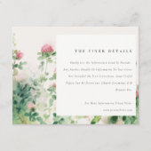 Zachte roze Waterverf bloementuin trouwgegevens Informatiekaartje (Voorkant)