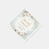 Zachte roze Waterverf Flowers First Holy Communion Servet (Hoek)