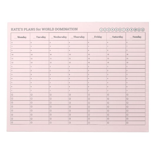 Zachte Roze Wekelijks Programma van de Aanwijzing  Notitieblok (Voorkant)