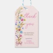Zachte Roze Wilde Bloem Baby Meisje Shower Bedankt Cadeaulabel (Voorkant)