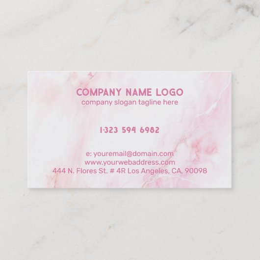 Zachte Roze & Wit Marmeren Stenen achtergrond Visitekaartje (Achterkant)