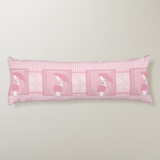 Zachte Roze Wit Zwangere Vrouw met Umbrella Lichaamskussen (Achterkant)