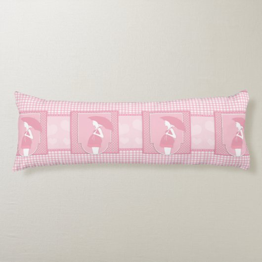 Zachte Roze Wit Zwangere Vrouw met Umbrella Lichaamskussen (Voorkant)