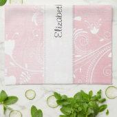 Zachte Roze & Witte Bloemen Aangepast Theedoek (Gevouwen)