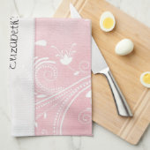 Zachte Roze & Witte Bloemen Aangepast Theedoek (Quarter Fold)