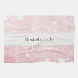 Zachte Roze & Witte Bloemen Aangepast Theedoek