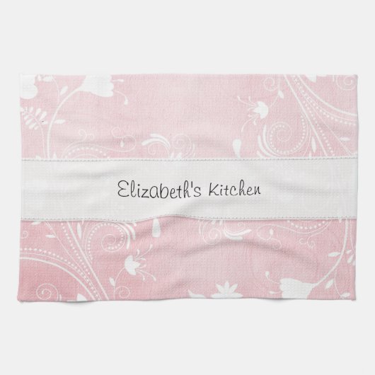 Zachte Roze & Witte Bloemen Aangepast Theedoek (Horizontaal)