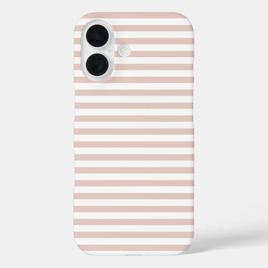 Zachte Roze & Witte Malse Horizontale Strepen Case-Mate iPhone Case (Achterkant)