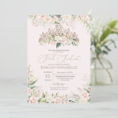 Zachte roze witte rozen Elegant Sweet 16-jarige ve Kaart (Staand voorkant)