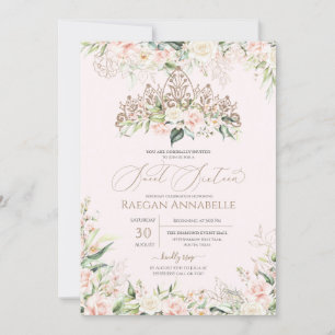 Zachte roze witte rozen Elegant Sweet 16-jarige ve Kaart