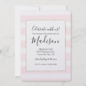 Zachte roze witte strepen Waterverf Verjaardag Kaart (Voorkant)