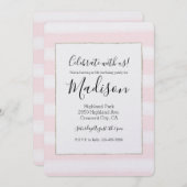 Zachte roze witte strepen Waterverf Verjaardag Kaart (Voorkant / Achterkant)