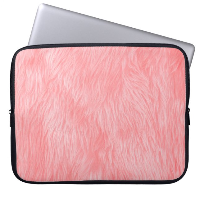 Zachte roze wollen bonttextuur laptop sleeve (Voorkant)
