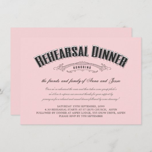  Zachte Roze Woningrepetitie Dinner Uitnodigen Kaart (Voorkant / Achterkant)