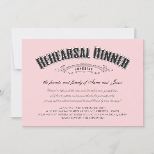  Zachte Roze Woningrepetitie Dinner Uitnodigen Kaart (Voorkant)