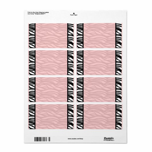Zachte roze Zebra blanco labels (Full Sheet)
