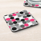 Zachte roze zwart-wit gestippelde vectorpatroon bier onderzetter (Linkerzijde)